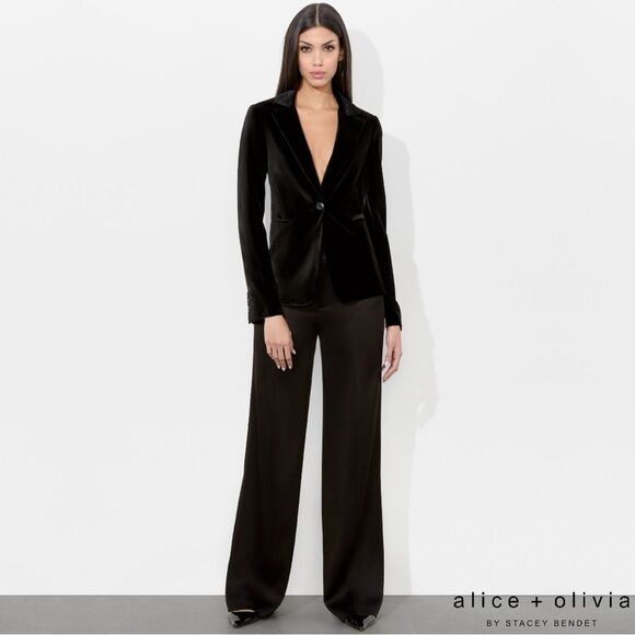 Alice + Olivia **NWT** Macey Velvet Black Blazer - Picture 3 of 15